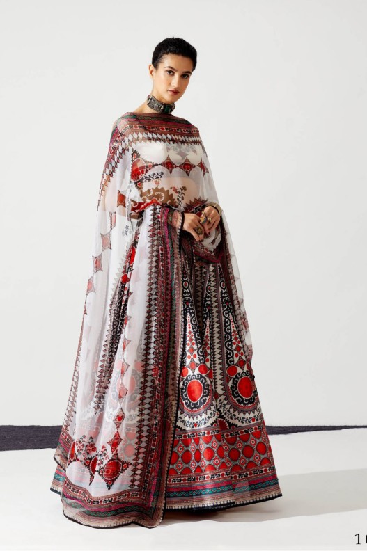 Beautiful Chinon Multicolour Digital Printed Lehenga With Duppata & Blouse